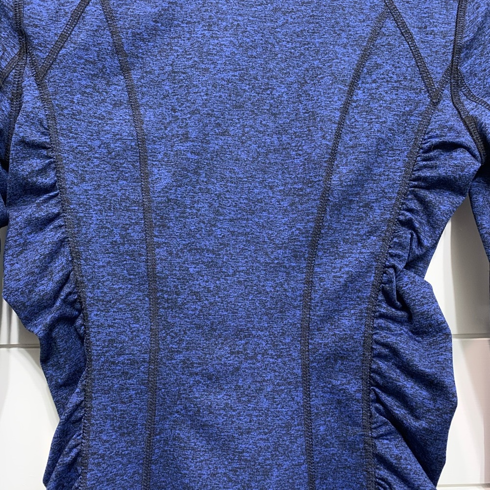 Blue Ruched Athletic Wear Zip Up - Picture 6 of 8